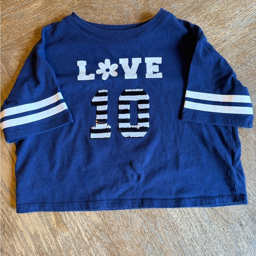Epic Threads Navy Blue Love 10 varsity graphic crop tee girls 10